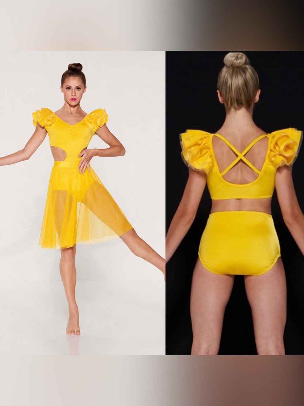 Kelle dance solo costume yellow COLOR THEORY 5343A 4229 2 piece SA adult